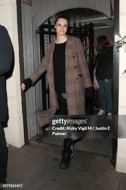 Cara Delevingne is seen leaving Cabaret the Musical London at Kit Kat Club on March 12, 2024 in London, England.