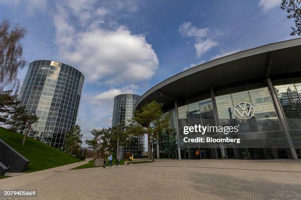 The Autostadt delivery towers at the Volkswagen AG headquarters and auto plant complex in Wolfsburg, Germany, on Thursday, March 14, 2024. VW wants...