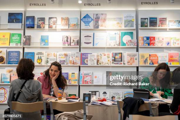 The French book trade stand during the third and final day of the London Book Fair at the Olympia Exhibition Hall, on 14th March 2024, in London,...