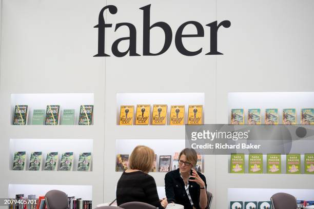 The Faber & Faber book trade stand during the third and final day of the London Book Fair at the Olympia Exhibition Hall, on 14th March 2024, in...