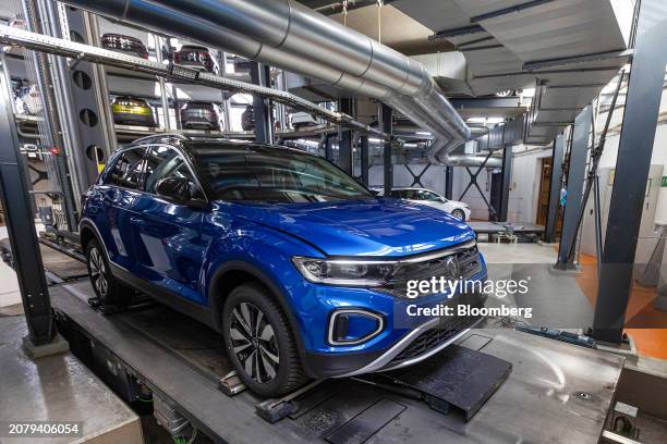 Inside of the Autostadt delivery tower at the Volkswagen AG headquarters and auto plant complex in Wolfsburg, Germany, on Thursday, March 14, 2024....