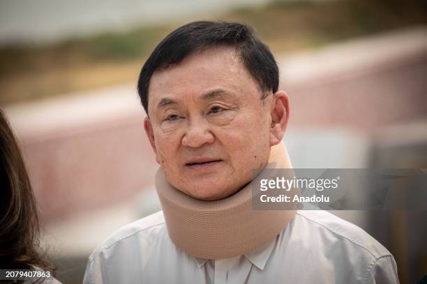 Former PM Thaksin Shinawatra poses for photos as he visits his parent's Mausoleum in Chiang Mai, Thailand on March 15, 2024. Thailand's former Prime...