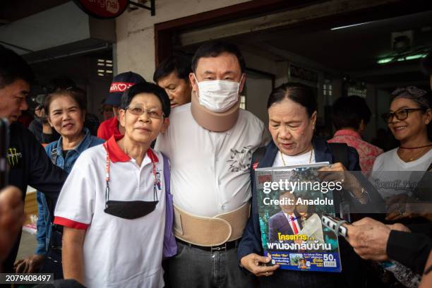 Former PM Thaksin Shinawatra visits his favorite restaurant 'Khao Soi Samerjai' in Chiang Mai, Thailand on March 15, 2024. Thailand's former Prime...