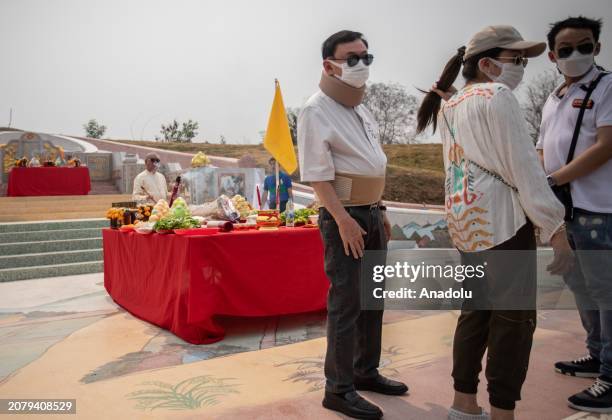 Former PM Thaksin Shinawatra visits his parent's Mausoleum in Chiang Mai, Thailand on March 15, 2024. Thailand's former Prime Minister Thaksin...