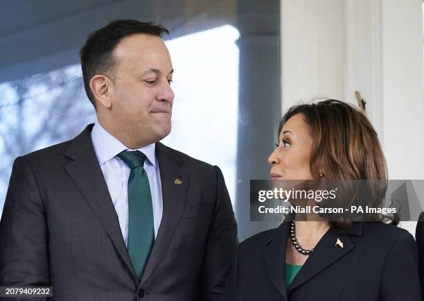 Taoiseach Leo Varadkar with the US Vice President Kamala Harris during a breakfast meeting hosted by the VP at her official residence in Washington,...