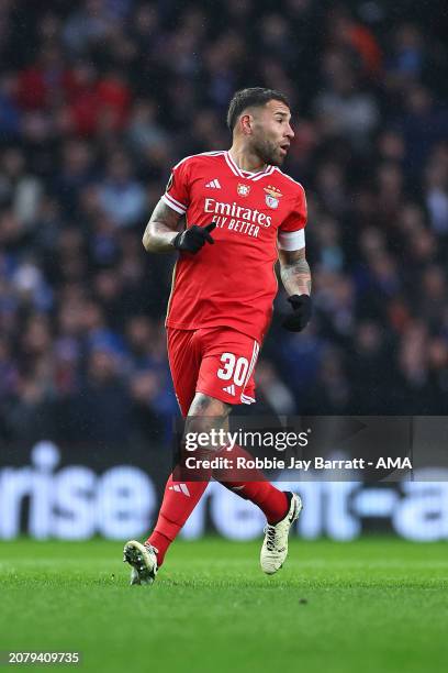 Nicolas Otamendi of Benfica during the UEFA Europa League 2023/24 round of 16 second leg match between Rangers FC and SL Benfica at Ibrox Stadium on...