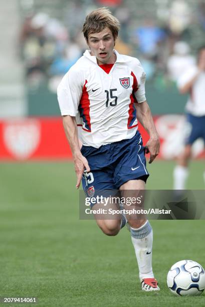 January 18: Bobby Convey of USA on the ball during the International Friendly match between USA and Denmark at Home Depot Center Carson on January...