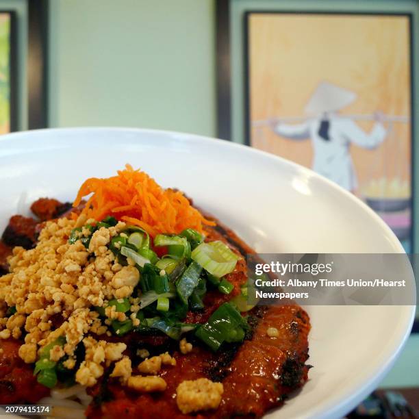 The Bun Vermicelli,noodle dish, with grilled sliced beef at Pho Yum restaurant in Colonie, NY Tuesday March 13, 2012