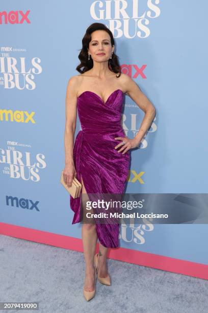 Carla Gugino attends Max's "The Girls On The Bus" New York Premiere at DGA Theater on March 12, 2024 in New York City.