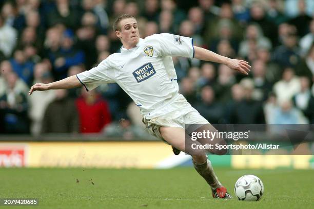 January 31: Matthew Kilgallon of Leeds United on the ball during the Premier League match between Leeds United and Middlesbrough at Elland Road on...