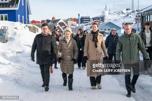 Greenlandic Prime Minister Mute B Egede, European Commission President Ursula von der Leyen and Danish Prime Minister Mette Frederiksen visit the...