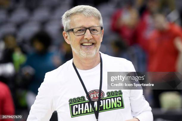 Southern Indiana Screaming Eagles Athletic Director Jon Mark Hall looks on after the Ohio Valley Conference Championship game between the Southern...