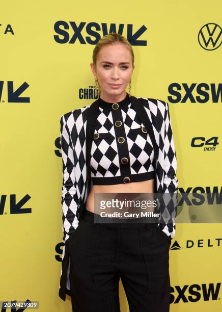 Emily Blunt attends the World Premiere of "Fall Guy" during 2024 SXSW Conference And Festival at The Paramount Theatre on March 12, 2024 in Austin,...
