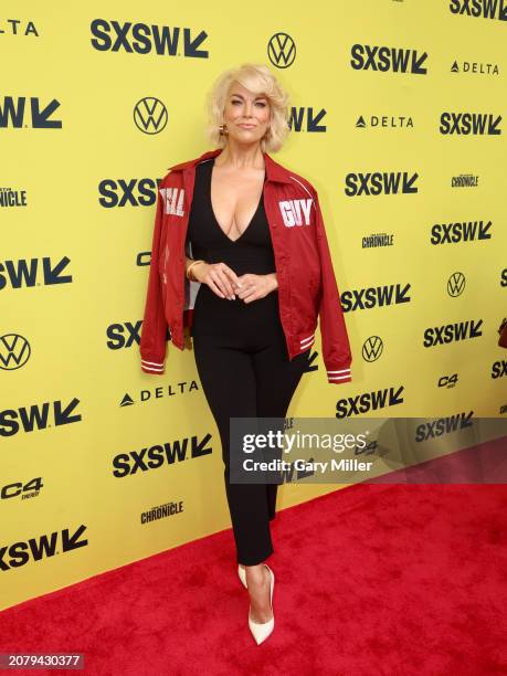 Hannah Waddingham attends the World Premiere of "Fall Guy" during 2024 SXSW Conference And Festival at The Paramount Theatre on March 12, 2024 in...