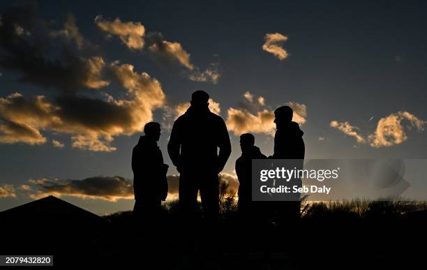 Dublin , Ireland - 15 March 2024; St Patrick's Athletic players, from left, Anto Breslin, goalkeeper Danny Rogers, Jamie Lennon and Joe Redmond...