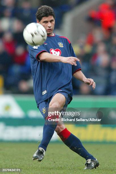 January 17: Dejan Stefanovic of Portsmouth kicking during the Premier League match between Bolton Wanderers and Portsmouth at Reebok Stadium on...