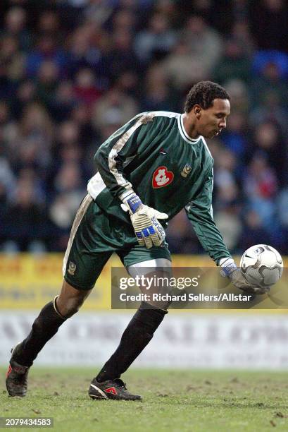 January 17: Shaka Hislop of Portsmouth kicking during the Premier League match between Bolton Wanderers and Portsmouth at Reebok Stadium on January...