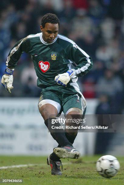 January 17: Shaka Hislop of Portsmouth kicking during the Premier League match between Bolton Wanderers and Portsmouth at Reebok Stadium on January...
