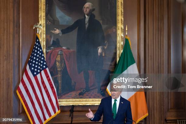 President Joe Biden speaks during the annual Friends Of Ireland Speaker Luncheon at the U.S. Capitol on March 15, 2023 in Washington, DC. Biden...