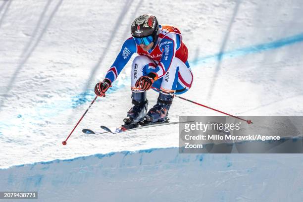 Alexis Jay of Team France in action during the FIS Freestyle Ski Cross World Cup Men's and Women's Ski Cross Qualification on March 15, 2024 in...