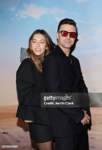 Jessica Biel and Justin Timberlake attend Justin Timberlake's 'EVERYTHING I THOUGHT IT WAS' Album Release Party at Dan Tana's on March 14, 2024 in...