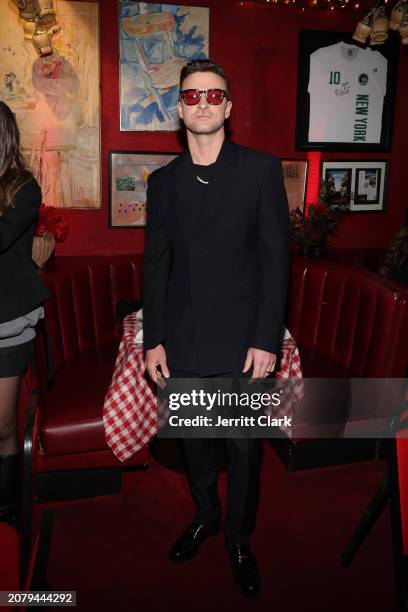 Justin Timberlake hosts 'EVERYTHING I THOUGHT IT WAS' Album Release Party at Dan Tana's on March 14, 2024 in West Hollywood, California.