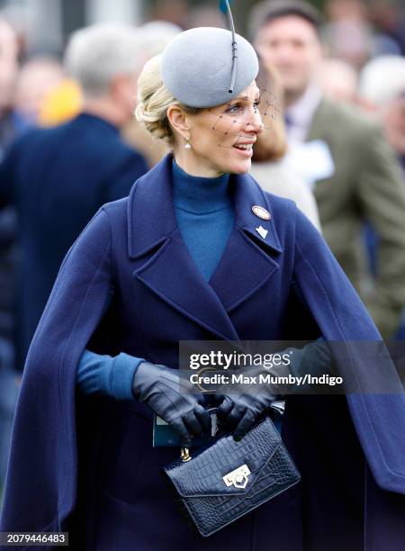 Zara Tindall attends day 1 'Champion Day' of the Cheltenham Festival at Cheltenham Racecourse on March 12, 2024 in Cheltenham, England.