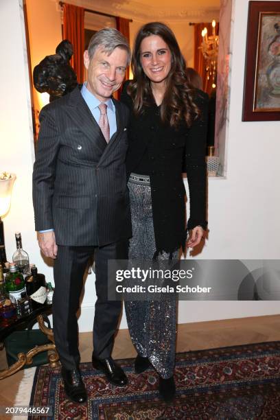 Christian Auer and Susanne Seehofer-Auer during the annual Christmas Reception of the Hungarian Consul general on December 15, 2023 in his private...