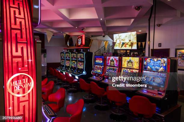 Slot machines inside Philippine Amusement and Gaming Corp.'s Casino Filipino Citystate, in Manila, the Philippines, on Thursday, March 14, 2024....