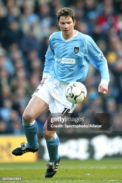 January 17: Michael Tarnat of Manchester City on the ball during the Premier League match between Manchester City and Blackburn Rovers at City Of...