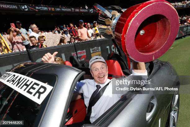 Terry Daniher is seen during the 2024 AFL Round 01 match between the Essendon Bombers and the Hawthorn Hawks at the Melbourne Cricket Ground on March...