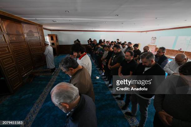 Muslims perform the first Friday prayer on the holy month of Ramadan at Ertugrul Gazi Masjid, built by Diyanet Silicon Valley and nearing the end of...