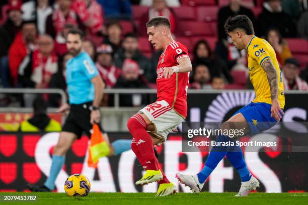 Benjamin Rollheiser of Benfica in action during the Liga Portugal Betclic match between SL Benfica and GD Estoril at Estadio do Sport Lisboa e...