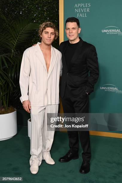 Lukas Gage and Jake Lacy attend the Los Angeles Premiere Of Peacock's New Series "Apples Never Fall" at Academy Museum of Motion Pictures on March...