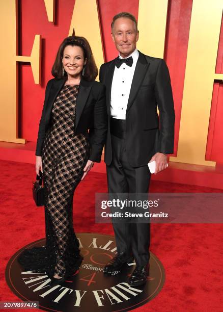 Fran Drescher, Peter Marc Jacobson arrives at the 2024 Vanity Fair Oscar Party Hosted By Radhika Jones at Wallis Annenberg Center for the Performing...