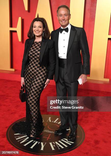 Fran Drescher, Peter Marc Jacobson arrives at the 2024 Vanity Fair Oscar Party Hosted By Radhika Jones at Wallis Annenberg Center for the Performing...