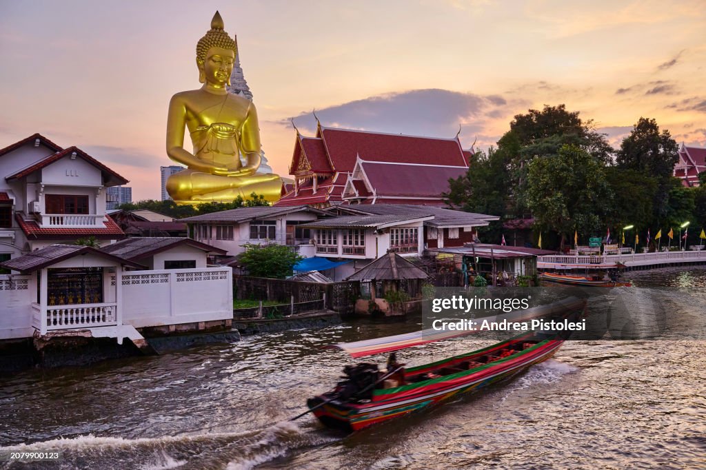 Giant Buddha in Paknam Phasi Charoen Buddhist Temple, Bangkok