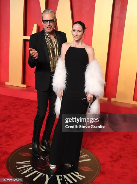 Jeff Goldblum, Emilie Livingston arrives at the 2024 Vanity Fair Oscar Party Hosted By Radhika Jones at Wallis Annenberg Center for the Performing...