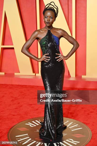 Lupita Nyong'o attends the 2024 Vanity Fair Oscar Party hosted by Radhika Jones at Wallis Annenberg Center for the Performing Arts on March 10, 2024...