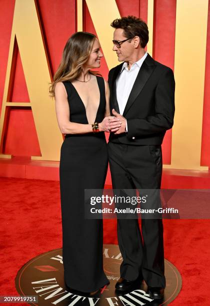 Susan Downey and Robert Downey Jr. Attend the 2024 Vanity Fair Oscar Party hosted by Radhika Jones at Wallis Annenberg Center for the Performing Arts...