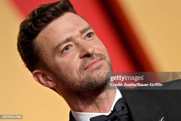 Justin Timberlake attends the 2024 Vanity Fair Oscar Party hosted by Radhika Jones at Wallis Annenberg Center for the Performing Arts on March 10,...