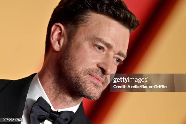 Justin Timberlake attends the 2024 Vanity Fair Oscar Party hosted by Radhika Jones at Wallis Annenberg Center for the Performing Arts on March 10,...