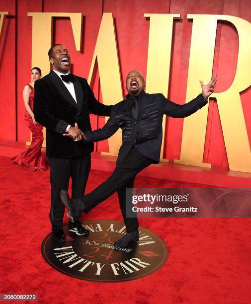 Busta Rhymes, Daymond John arrives at the 2024 Vanity Fair Oscar Party Hosted By Radhika Jones at Wallis Annenberg Center for the Performing Arts on...