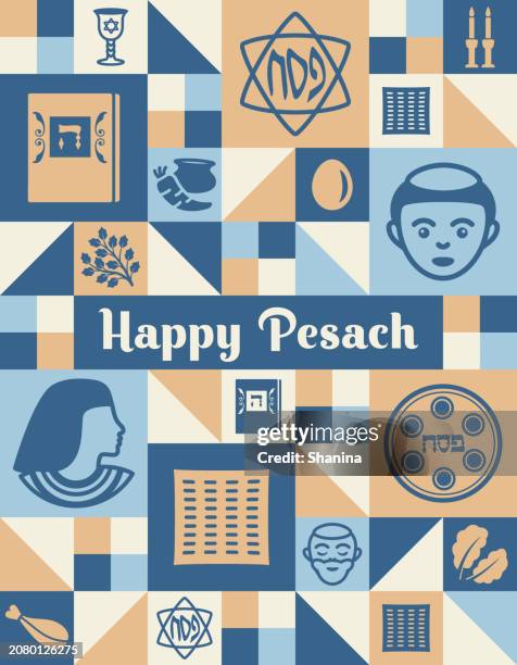 passover geometric greeting card - vertical - v1 - passover stock illustrations