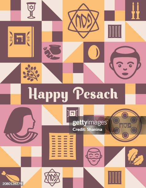 passover geometric greeting card - vertical - v4 - passover stock illustrations