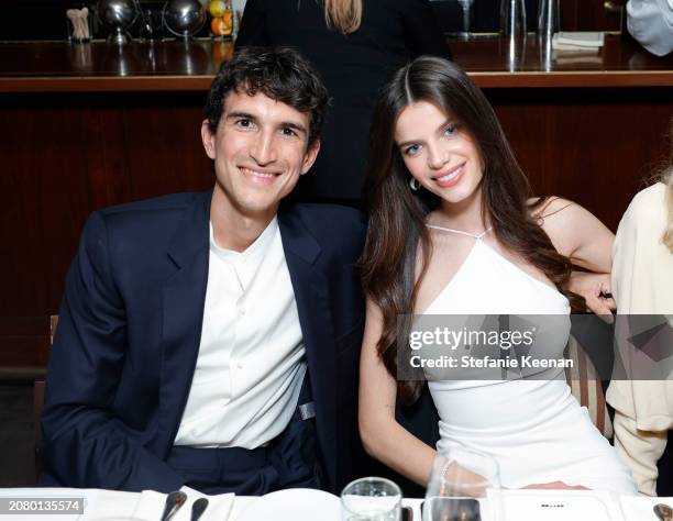 Rocco Basilico and Sonia Ben Ammar attend the Roger Federer and Oliver Peoples collaboration launch dinner on March 12, 2024 in Los Angeles,...