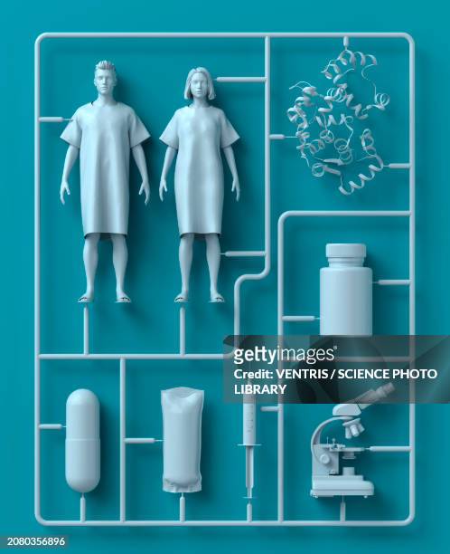 standardised healthcare, conceptual illustration - cookie cutters stock-grafiken, -clipart, -cartoons und -symbole