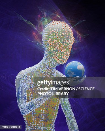 Artificial intelligence controlling the world, conceptual image Artificial intelligence controlling the world, conceptual image