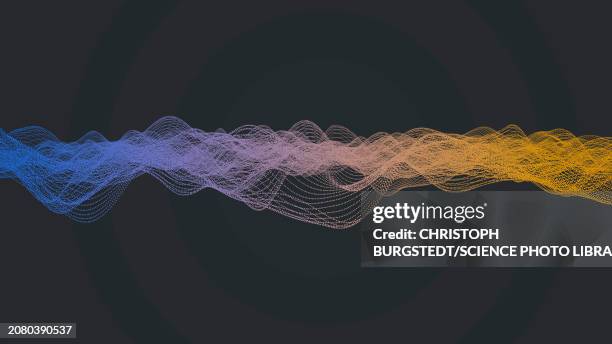 waveform made of joined dots, illustration - electromagnetic stock pictures, royalty-free photos & images