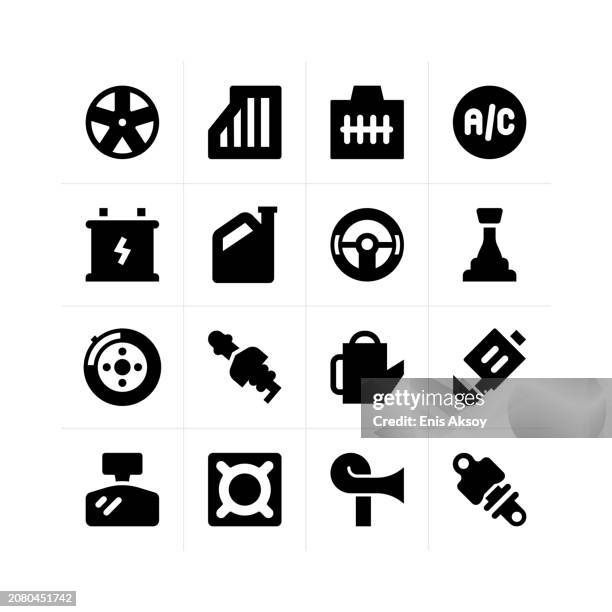 auto spare parts icons - piston stock illustrations